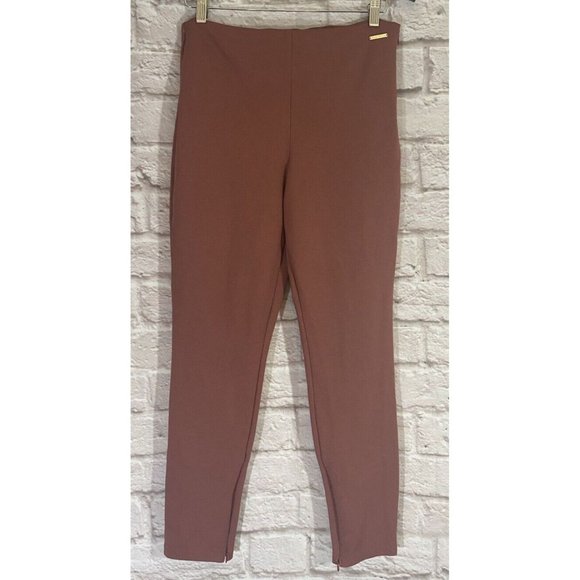Fabletics Pants - Fabletics 24/7 Skinny Pant Womens L Mahogany Pink Ponte Knit Zippers 9518